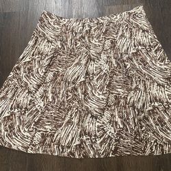 Womans 100% Silk Brown Print Skirt Size 18 By Merona #4