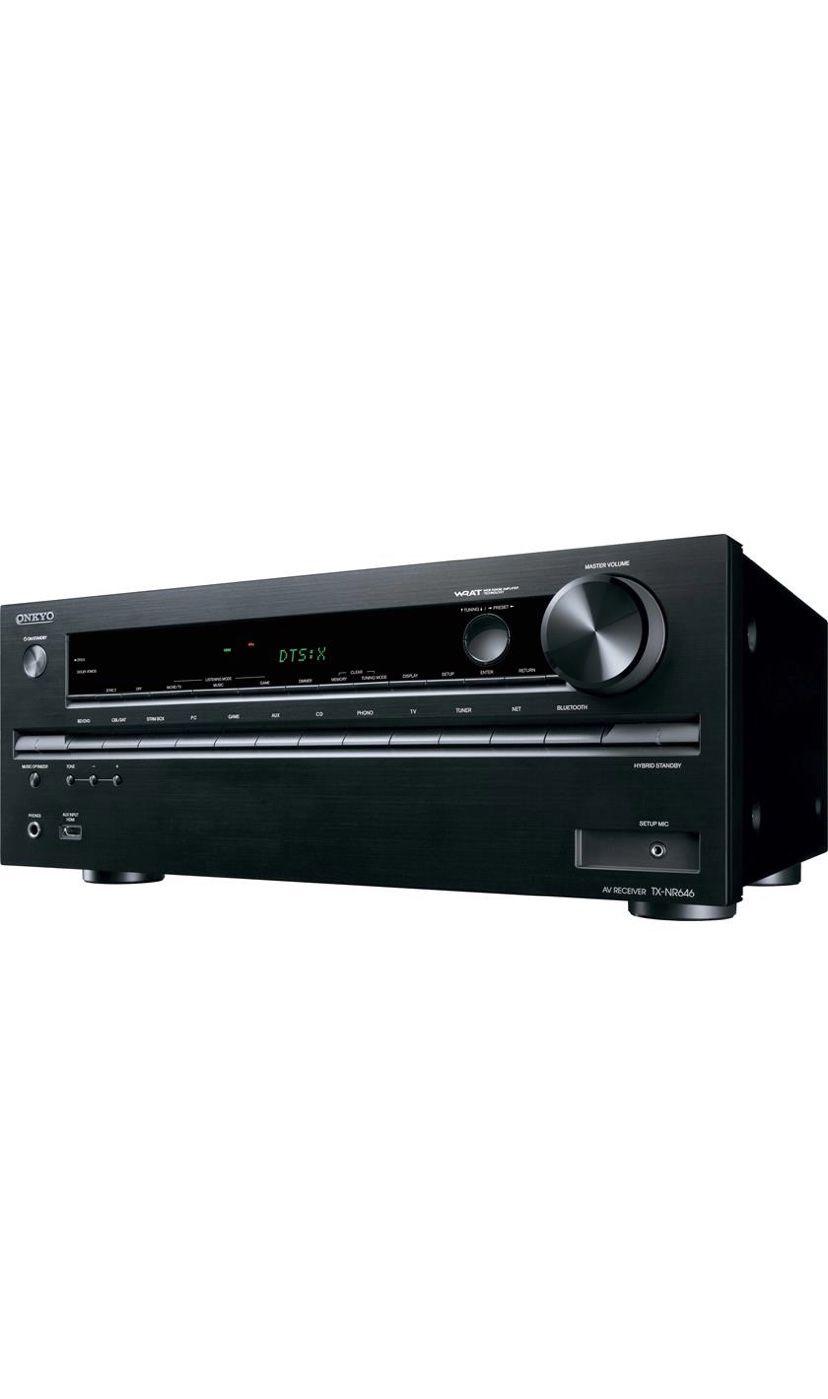 Onkyo TX-NR646 7.2-channel home theater receiver with Wi-Fi®, Bluetooth®, Apple® AirPlay®, and Dolby Atmos®