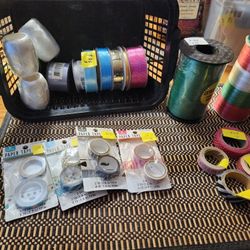 NEW 14 CURLING RIBBONS AND 8 ROLLS OF PAPER TAPE