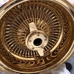 13x7 Solid Cheese All Gold 100 Spoke Wire Wheels 