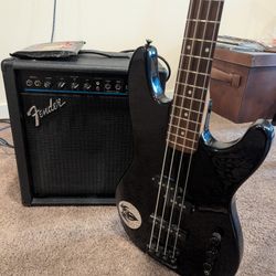 Epiphone Bass and Fender 25 Watt Amp