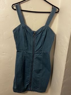 Denim Mini Dress with Front Zipper