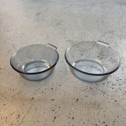 PYREX Flameware 2-Piece Clear Glass Bowl Set 832 833 Made in USA