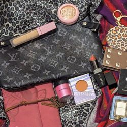 New Makeup Used LV. Makeup Bag Filled With High-end Goodies Read Description 