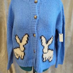 Long Sleeve Cardigan Easter Cardigan Sweater Blue Lz.