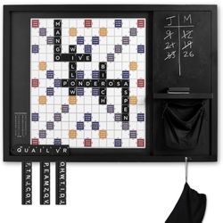 Wooden Wall Word Game (32” x 24”) Scrabble,  Magnetic Word Tiles, Chalkboard