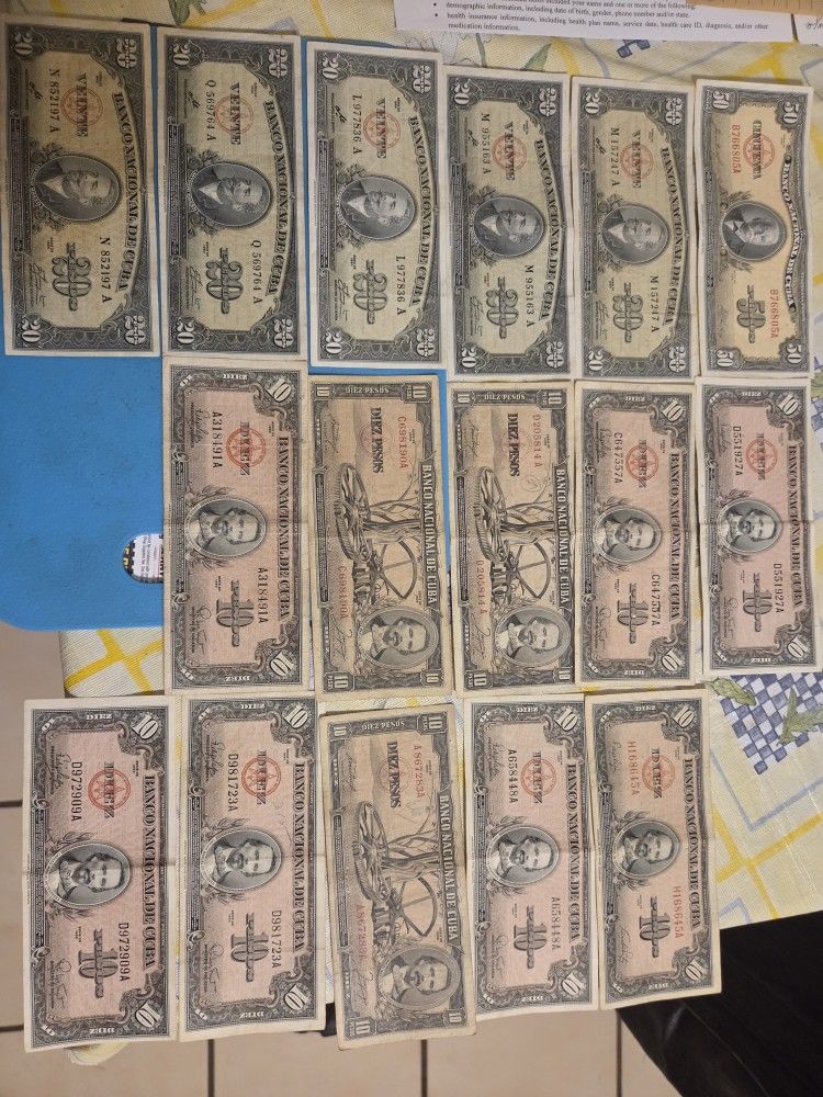 Authentic Vintage Cuban Currency