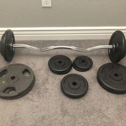 Curl Bar And Weights 1 In Hole