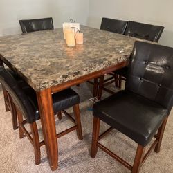 granite dining table with 6 chairs wooden legs