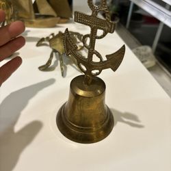 Nautical Brass DINNER HAND BELL Ship Anchor Rope Handle Decorative Home Décor
