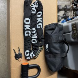 Heavy Duty Security Chain And Lock  - 4.3ft x 10mm(3/8in.) with OKG U-Lock - 18mm(11/16”) for Motorcycle