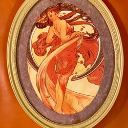 Alphonse Mucha Oval Framed Print 