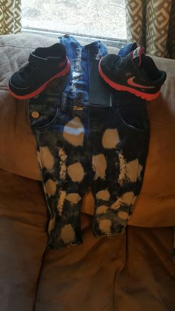 BRAND New girls farmer pants size 4t with preowned size 7c Nike