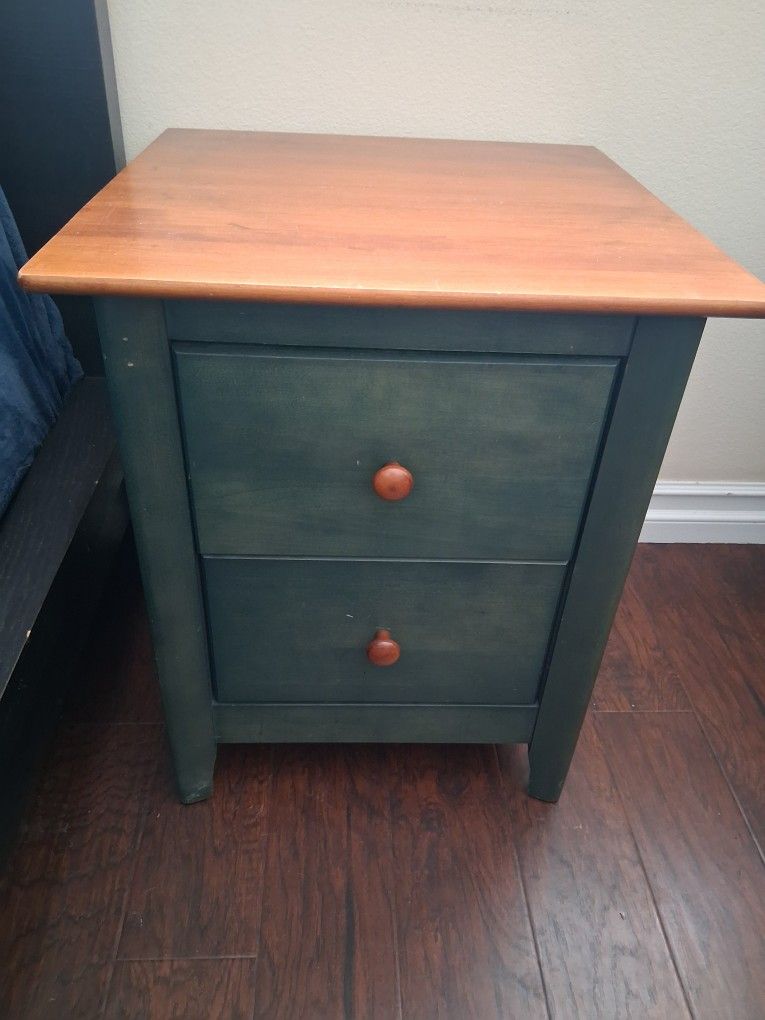 Nadeau Two Drawer Nightstand in Green and Cherry Finish
