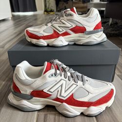 Men's New Balance 9060 Sneakers Shoes - White Red Grey - Size 10.5, 11.5
