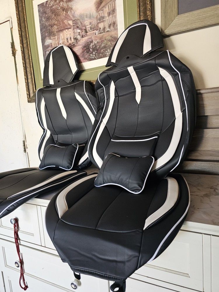 2 Front Seat Cover Leather Universal Fits Any Car 