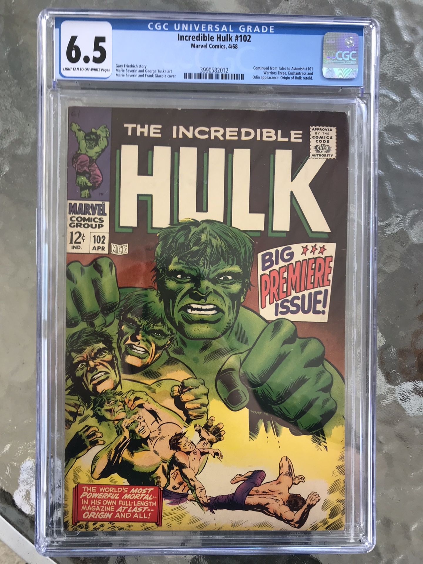 Incredible Hulk #102 (1968) CGC 6.5 — Origin of Hulk retold; 1st Issue Since #6