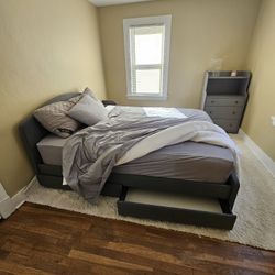 Bedroom Set – Lightly Used, Modern Gray, Queen Size