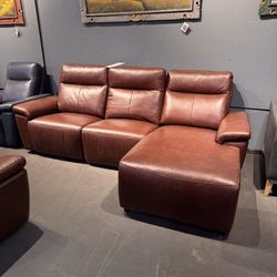 Top Grain Leather Power Reclining Sofa Chaise - Providence 