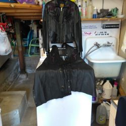 Women's Leather Jacket And Chaps Set