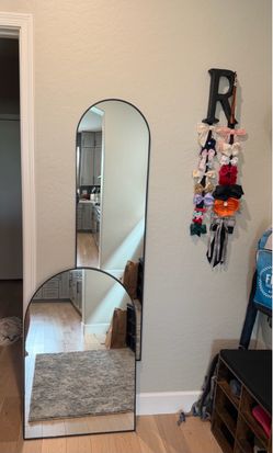 Full-Length Floor and Smaller Arched Mirror Black Frame