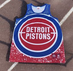 Detroit Pistons Mitchell & Ness Jumbotron 2.0 Sublimated Jersey Tank Top