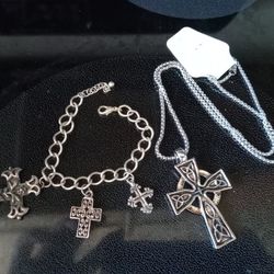 Ozzy Style Necklace & Bracelet Rock Grunge