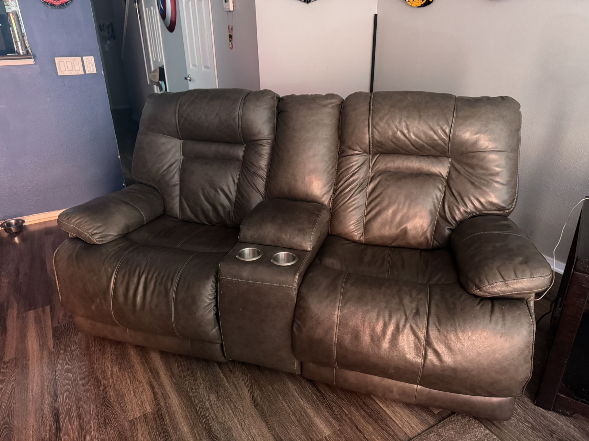 2 Seater Electric Double Recline. Leather