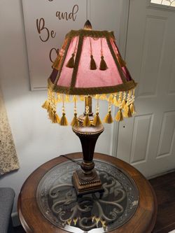 Vintage-Style Table Lamp with Tassel Shade