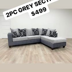 2pc Grey 2 Tone Sectional 