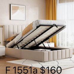 ModernLuxe Full size Upholstered Platform bed with a Hydraulic Storage System Beige(1551a)