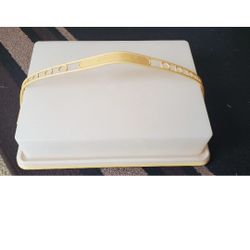 TUPPERWARE HARVEST GOLD CAKE HOLDER WITH HANDLE