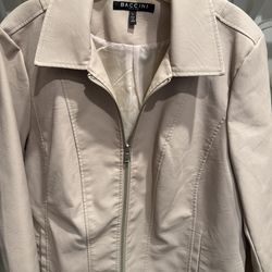 Baccini faux Leather Cream Jacket  Large Women’s