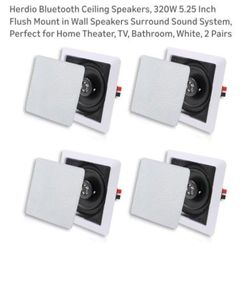 Flush Mount Bluetooth Speakers 2 Sets 8 Speakers Total