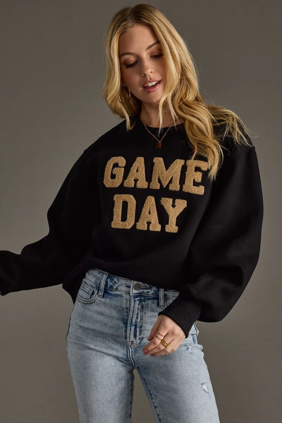 Women's Game Day Sweatshirt, Size XL, Black, NEW