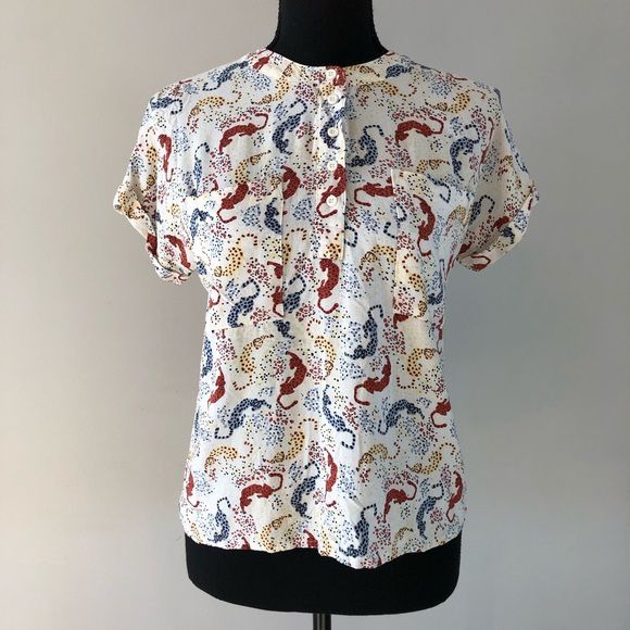 Womens Givingz Multicolour Leopard Print short sleeve Top size M