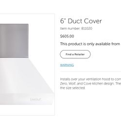 Wolf 36 x 6 Pro Chimney Hood Duct Cover 