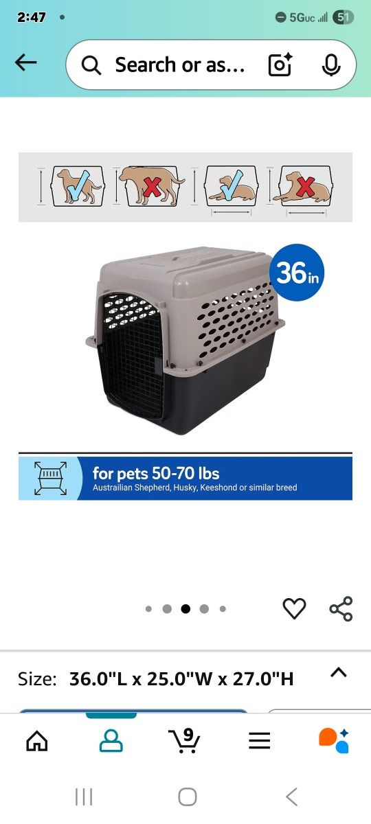 Large Dog Crate Like New 40.00