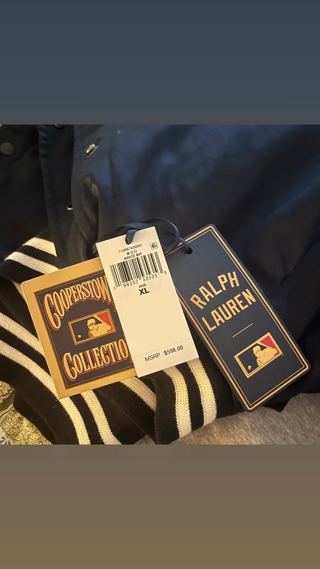 Yankees Polo Ralph Lauren Navy Satin Jacket