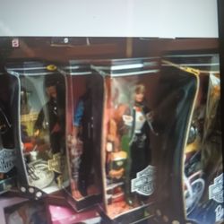 Barbie Dolls Harley-Davidson The Complete Set Of Dolls And Also The One With The Motorcycle By Itself The Large One And I Also Have Extra The Set For 
