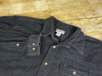 Vintage Carhartt Western Denim Shirt Men's Size 2XL Black Button Down - Gift