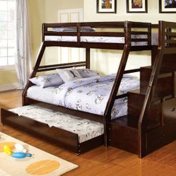 👉Jason Espresso Finish Twin/Full Bunk Bed$20 Down Payment and delivery available 