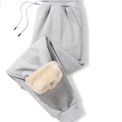 100% cotton XL Men's Fleece Sweatpants Winter Warm Athletic Sherpa Lined Track Joggers Pants