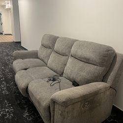 Gray Dual Sided Recliner 3 Seater Couch 
