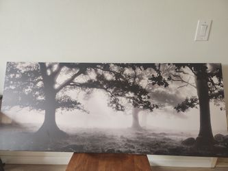 Large Black and White Forest Canvas Wall Art