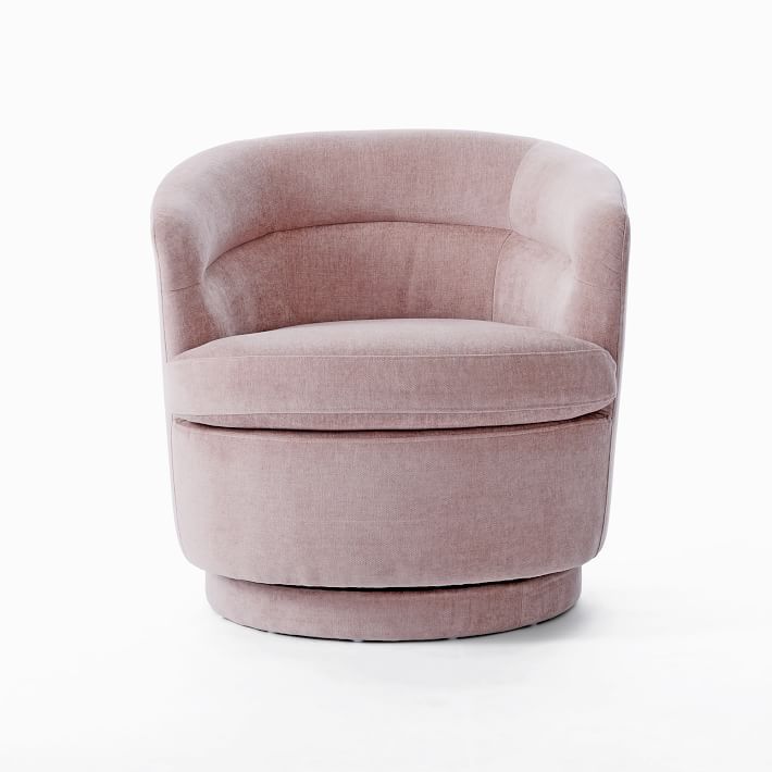 West Elm Viv Swivel in Mauve Distressed Velvet