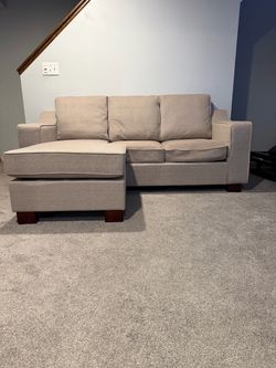 Beige Sectional Sofa with Chaise