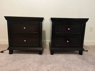 Bedside Table Set - Two Drawers with Power Strip