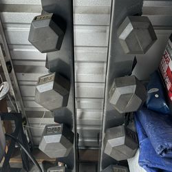 Hex Dumbbells With Rack