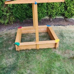 Wooden Sandbox (Built But New) With Cover